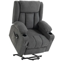 HOMCOM Dual Motor Recliner Chair, 55° Electric Lift Chair for Elderly, Recliner Armchair with Massage and Heat, Dark Grey(m-1)