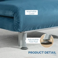 HOMCOM Single Velvet-Feel Sleeper Chair - Blue(m-7)