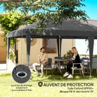 Outsunny Tonnelle de Jardin Barnum Pliant Côtés Amovibles Structure en Acier Renforcée Sac de Transport 3x6m Gris Foncé(m-6)