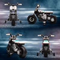 HOMCOM Moto Eléctrica Infantil con Faros Música Bocina Velocidad 3 km/h para Niños de 3-5 Años 86x44x58cm Negro y Blanco(m-8)