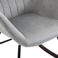 HOMCOM Rocking Chair Reading Accent Armchair with Steel Frame Sponge Padded for Living Room, Dining Room, Office, Balcony, Grey and Black(m-8)