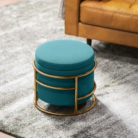 HOMCOM Taburet Rotund de Depozitare din Catifea cu Spațiu de 24L și Capac Detașabil, Ø42x39 cm, Verde(m-10)