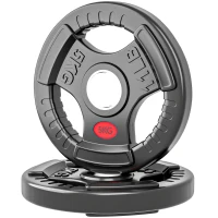 SPORTNOW Disques de Poids en Acier 10 kg, Finition PVC, Plaques de Poids 2 x 5 kg, 3 Poignées, Trous de Ø 50 mm, Noir(m-12)