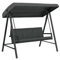 Outsunny Three-Seat Garden Swing Chair, with Adjustable Canopy - Dark Grey(m-1)