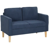 HOMCOM Small Two-Seater Corduroy Sofa - Blue(m-1)