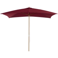 Outsunny Parasol Droit parasol de jardin rectangulaire Bois Polyester Haute densité 3 x 2 m Rouge Bordeaux
