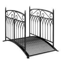 Outsunny Pont de Jardin en Métal Style Baroque Passerelle Décorative avec Garde-Corps 91cm et Charge 100kg Noir(m-11)