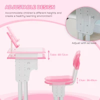 HOMCOM Kids Adjustable Desk and Chair Set, Book Stand, Pen Slot - Pink(m-6)
