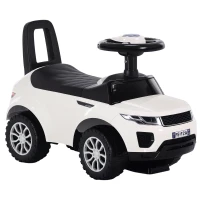 HOMCOM 3-in-1 Ride On Car Foot To Floor Slider Toddler w/ Horn Steering Wheel NO POWER Manual Under Seat Storage Secure Design for 1-3 Year Old White(m-1)