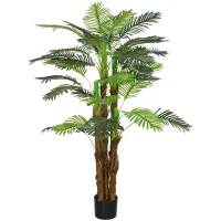 HOMCOM Palmier Artificiel H.1,6 m Arbre Artificiel Tronc Branches Lichen Feuilles Grand réalisme Pot Inclus(m-12)