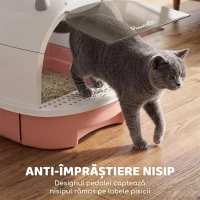 PawHut Litieră Închisă pentru Pisici cu Tavă Extractibilă, Lopățică și Filtru cu Carbon Activ, Roz(m-6)
