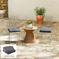 Outsunny Outdoor Chair Seat Cushions Set of 2, Garden Chair Cushions with 7cm Thick Foam & Ties, Dark Grey(m-10)