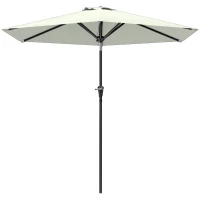 Outsunny Sombrilla de Jardín Ø230x216 cm con Apertura Manual Ángulo Ajustable e Impermeable para Terraza Piscina Crema(m-11)