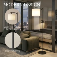 HOMCOM LED Floor Lamp with Remote Control - Black(m-8)