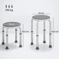 HOMCOM Tabouret de douche siège de douche antidérapant tabouret de bain hauteur réglable pivotant à 360° en aluminium(m-3)