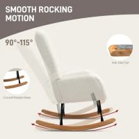HOMCOM Teddy Fleece Rocking Chair - Cream White(m-4)