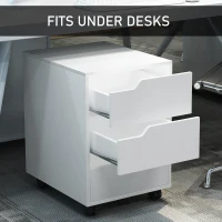 HOMCOM 3 Drawer Mobile File Cabinet, Vertical Filing Cabinet with Wheels for Home Office, White(m-5)