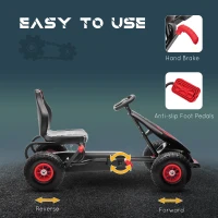 Kids Pedal Go Kart, with Adjustable Seat, Inflatable Tyres - Red(m-5)