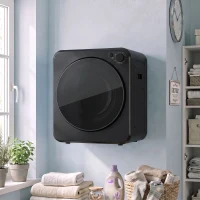 HOMCOM Mini Asciugatrice 2.5 kg, 5 Programmi, 800/400W, Carica Frontale, Impilabile/Parete/Autoportante, Nero(m-10)