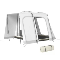 Outsunny Tente arrière de voiture Tente d'auvent de Voiture pour 2 à 4 per. 320 x 280 x 205 cm avec 4 portes, fenêtre, gris(m-12)