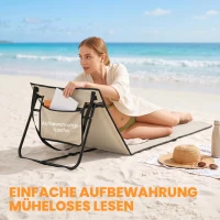 Outsunny Lot de 2 tapis de plage rembourré dossier inclinable multi-positions acier polyester beige(m-7)