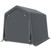 Outsunny 8 x 6.5 ft Outdoor Garden Storage Shed, Waterproof Bike Tent w/ Double Roll-up Zipper Door for Garden Tools, Dark Grey(m-11)