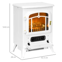 HOMCOM Modern Electric Fireplace, Freestanding Electric Stove Fire with Flame Effect, 950/1850W, White(m-3)