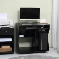 HOMCOM Multi-Storage Compact Work Desk, with Wheels - Black(m-10)