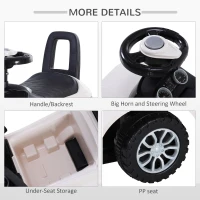 HOMCOM 3-in-1 Ride On Car Foot To Floor Slider Toddler w/ Horn Steering Wheel NO POWER Manual Under Seat Storage Secure Design for 1-3 Year Old White(m-4)