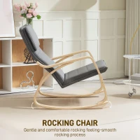 HOMCOM Comfortable Relax Rocking Chair, Upholstered Lounge Chair Recliner with High Back and Headrest for Living Room, Bedroom, Grey(m-4)