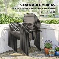 Outsunny Salon de Jardin 8 Personnes Table de Jardin Extensible 150-225cm avec Plateau Polybois et 8 Chaises Empilables Alu. Gris(m-9)