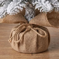 HOMCOM Sapin de Noël Artificiel 90 cm, 107 Embouts de Branches Enneigés en PVC, Base en Toile de Jute, Montage Rapide, Blanc(m-11)