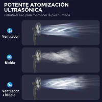 HOMCOM Ventilador Nebulizador de 3 Velocidades con Temporizador 3 Modos y Depósito 3,2L 44,5x38,5x120 cm Negro(m-4)