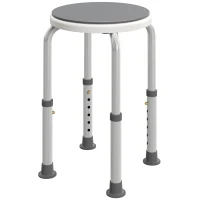 HOMCOM Tabouret de douche siège de douche antidérapant tabouret de bain hauteur réglable pivotant à 360° en aluminium(m-11)