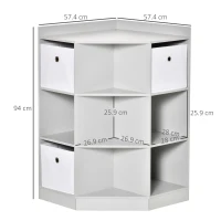 HOMCOM Kids Bookcase, 3 Tier Toy Organiser Storage Unit BookShelf with 3 Non-woven Fabric Drawers, Anti-tip Device, for Bedroom, Children's Room, Playroom, Grey(m-3)