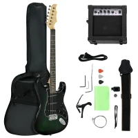 SPORTNOW Six-String Electric Guitar, with 15W Amplifier, Digital Turner, Picks, Shoulder Strap, Case Bag - Dark Green(m-11)