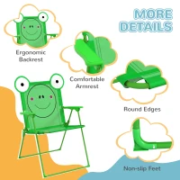 Outsunny Kids Folding Picnic Table Chair Set w/ Parasol, Green(m-7)