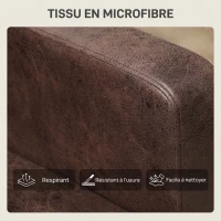 HOMCOM Canapé 2 Places Canapé de Salon 130 cm, Coussin à Ressorts et Pieds en Bois d'Hévéa, Tissu en Microfibre, Marron Foncé(m-7)