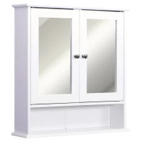 kleankin Wall-mounted Bathroom Cabinet Mirror Door Organiser Storage Shelves Living Room White(m-10)