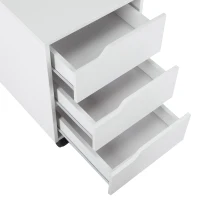 HOMCOM 3 Drawer Mobile File Cabinet, Vertical Filing Cabinet with Wheels for Home Office, White(m-9)