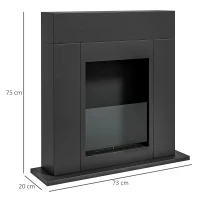 HOMCOM Șemineu pe bioetanol de podea cu arzător de 0,9L, durată 3 ore, zonă încălzită 20-25 m², 73x20x75 cm, negru(m-3)