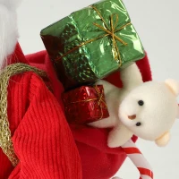HOMCOM 2ft Singing Skiing Santa Claus, Standing Christmas Animated Santa Figure with Ski Board, Sack, Sound/Touch Activated(m-11)