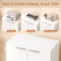 HOMCOM 120 cm Tall Storage Cabinet Cupboard, 3-Tier File Organiser Wooden Filing Cabinet, White(m-6)