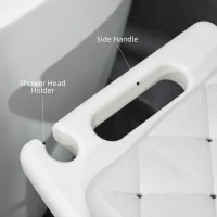 HOMCOM Aluminium Shower Stool for Elderly, Height Adjustable Shower Seat with Removable Padded Cushion, Shower Head Holder, Non-Slip Bath Stool for Seniors, Disabled, Pregnant, White(m-7)