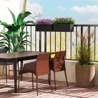 Outsunny Set of Two Rattan-Effect Planters - Black(m-10)