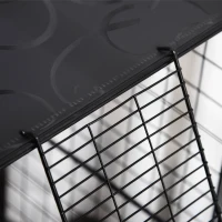 PawHut Enclos pour petits animaux, cage à lapin modulable 3 niveaux, 39 panneaux avec  rampes, en métal, 70 x 70 x 105 cm, noir(m-9)