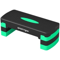 SPORTNOW Stepper aerobic reglabil, cu extensii pentru ridicare, platformă step aerobic pentru antrenamente acasă, fitness, cardio și forță, pentru bărbați și femei, înălțime 10/15/20cm, verde(m-12)