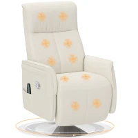 HOMCOM 10-Point Massage Recliner Armchair - Cream(m-11)