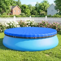 Outsunny Poolabdeckung rund Ø 450 cm staub- und wasserdichte Abdeckplane mit Sicherungsseil Spanner für Sommer & Winter, Blau(m-8)