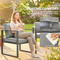 Outsunny 4 Piece Outdoor Garden Furniture Set, Patio Furniture with 3-Seater Sofa, Armchairs and Coffee Table(m-6)